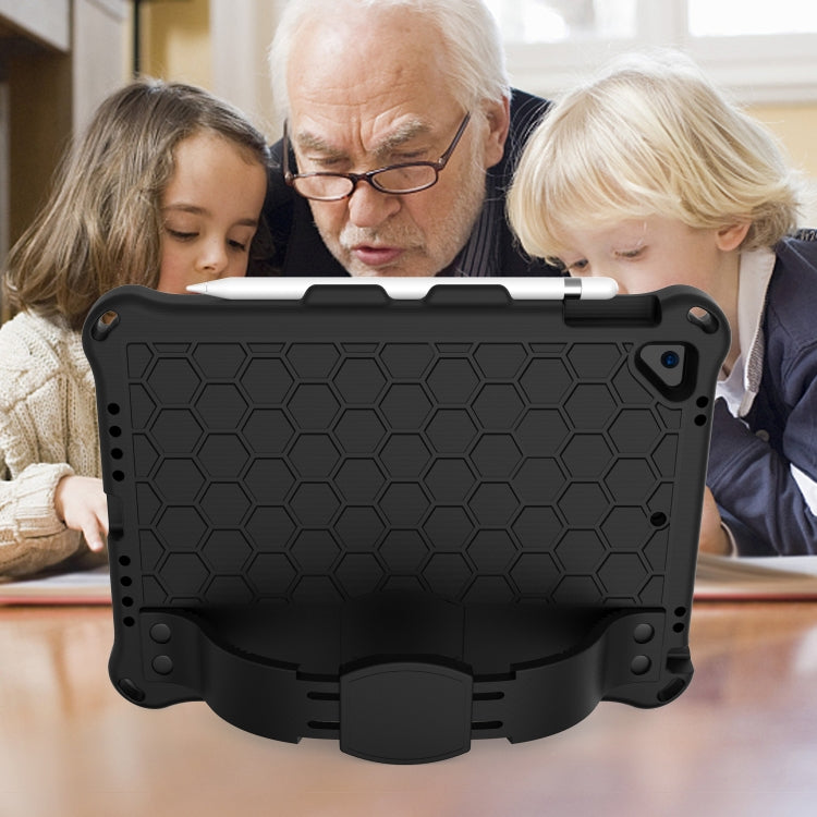 For iPad Air / Air 2 / Pro 9.7 / iPad 9.7 (2017) /  iPad 9.7 (2018) Honeycomb Design EVA + PC Four Corner Shockproof Protective Case with Straps(Black+Black) - iPad 9.7 (2018) & (2017) Cases by buy2fix | Online Shopping UK | buy2fix