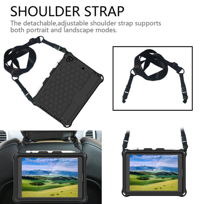 For iPad Air / Air 2 / Pro 9.7 / iPad 9.7 (2017) /  iPad 9.7 (2018) Honeycomb Design EVA + PC Four Corner Shockproof Protective Case with Straps(Black+Black) - iPad 9.7 (2018) & (2017) Cases by buy2fix | Online Shopping UK | buy2fix