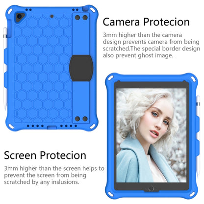 For iPad Air / Air 2 / Pro 9.7 / iPad 9.7 (2017) /  iPad 9.7 (2018) Honeycomb Design EVA + PC Four Corner Shockproof Protective Case with Straps(Blue+Black) - iPad 9.7 (2018) & (2017) Cases by buy2fix | Online Shopping UK | buy2fix