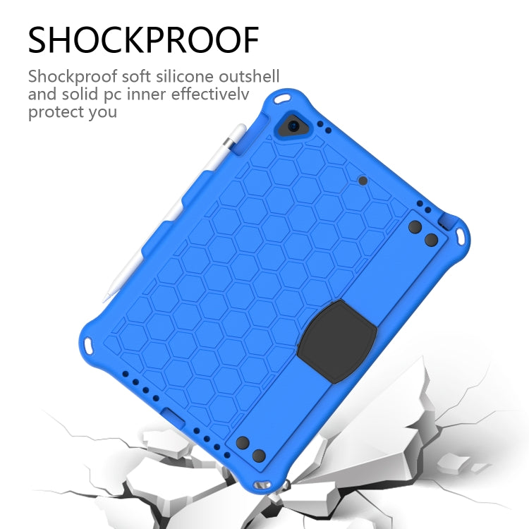 For iPad Air / Air 2 / Pro 9.7 / iPad 9.7 (2017) /  iPad 9.7 (2018) Honeycomb Design EVA + PC Four Corner Shockproof Protective Case with Straps(Blue+Black) - iPad 9.7 (2018) & (2017) Cases by buy2fix | Online Shopping UK | buy2fix