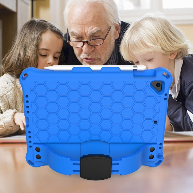 For iPad Air / Air 2 / Pro 9.7 / iPad 9.7 (2017) /  iPad 9.7 (2018) Honeycomb Design EVA + PC Four Corner Shockproof Protective Case with Straps(Blue+Black) - iPad 9.7 (2018) & (2017) Cases by buy2fix | Online Shopping UK | buy2fix