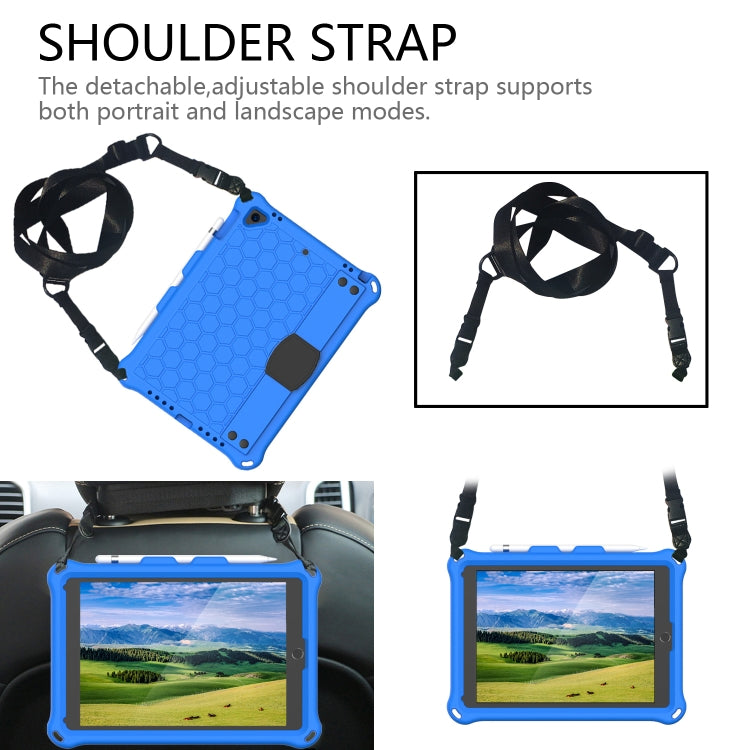 For iPad Air / Air 2 / Pro 9.7 / iPad 9.7 (2017) /  iPad 9.7 (2018) Honeycomb Design EVA + PC Four Corner Shockproof Protective Case with Straps(Blue+Black) - iPad 9.7 (2018) & (2017) Cases by buy2fix | Online Shopping UK | buy2fix