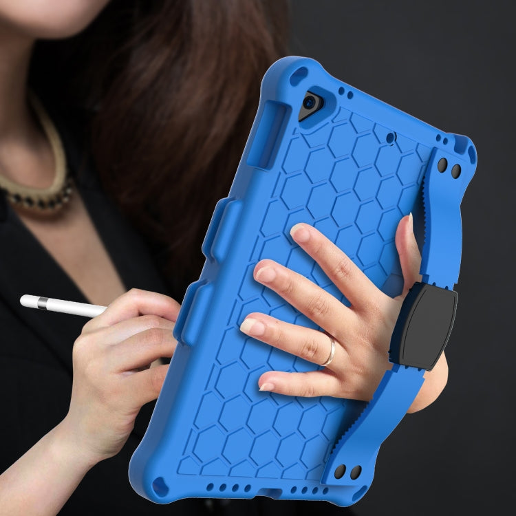 For iPad Air / Air 2 / Pro 9.7 / iPad 9.7 (2017) /  iPad 9.7 (2018) Honeycomb Design EVA + PC Four Corner Shockproof Protective Case with Straps(Blue+Black) - iPad 9.7 (2018) & (2017) Cases by buy2fix | Online Shopping UK | buy2fix