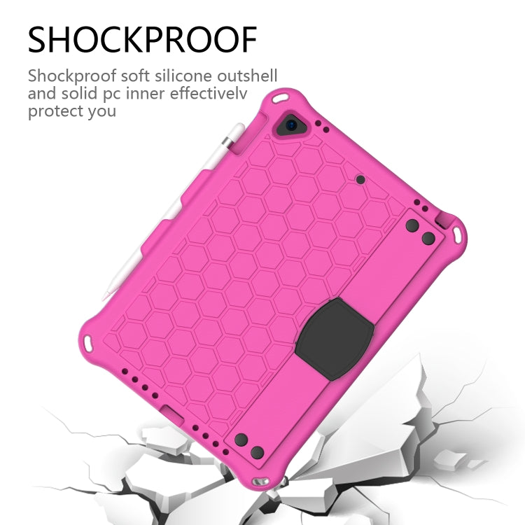 For iPad Air / Air 2 / Pro 9.7 / iPad 9.7 (2017) /  iPad 9.7 (2018) Honeycomb Design EVA + PC Four Corner Shockproof Protective Case with Straps(RoseRed+Black) - iPad 9.7 (2018) & (2017) Cases by buy2fix | Online Shopping UK | buy2fix