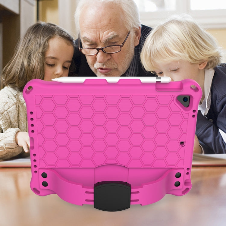For iPad Air / Air 2 / Pro 9.7 / iPad 9.7 (2017) /  iPad 9.7 (2018) Honeycomb Design EVA + PC Four Corner Shockproof Protective Case with Straps(RoseRed+Black) - iPad 9.7 (2018) & (2017) Cases by buy2fix | Online Shopping UK | buy2fix