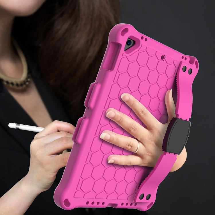 For iPad Air / Air 2 / Pro 9.7 / iPad 9.7 (2017) /  iPad 9.7 (2018) Honeycomb Design EVA + PC Four Corner Shockproof Protective Case with Straps(RoseRed+Black) - iPad 9.7 (2018) & (2017) Cases by buy2fix | Online Shopping UK | buy2fix