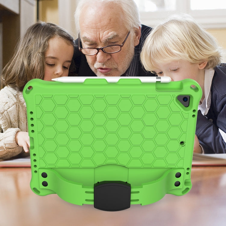 For iPad Air / Air 2 / Pro 9.7 / iPad 9.7 (2017) /  iPad 9.7 (2018) Honeycomb Design EVA + PC Four Corner Shockproof Protective Case with Straps(Green+Black) - iPad 9.7 (2018) & (2017) Cases by buy2fix | Online Shopping UK | buy2fix