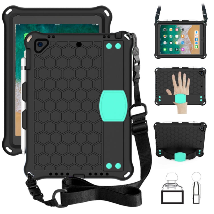 For iPad Air / Air 2 / Pro 9.7 / iPad 9.7 (2017) /  iPad 9.7 (2018) Honeycomb Design EVA + PC Four Corner Shockproof Protective Case with Straps (Mint Green) - iPad 9.7 (2018) & (2017) Cases by buy2fix | Online Shopping UK | buy2fix