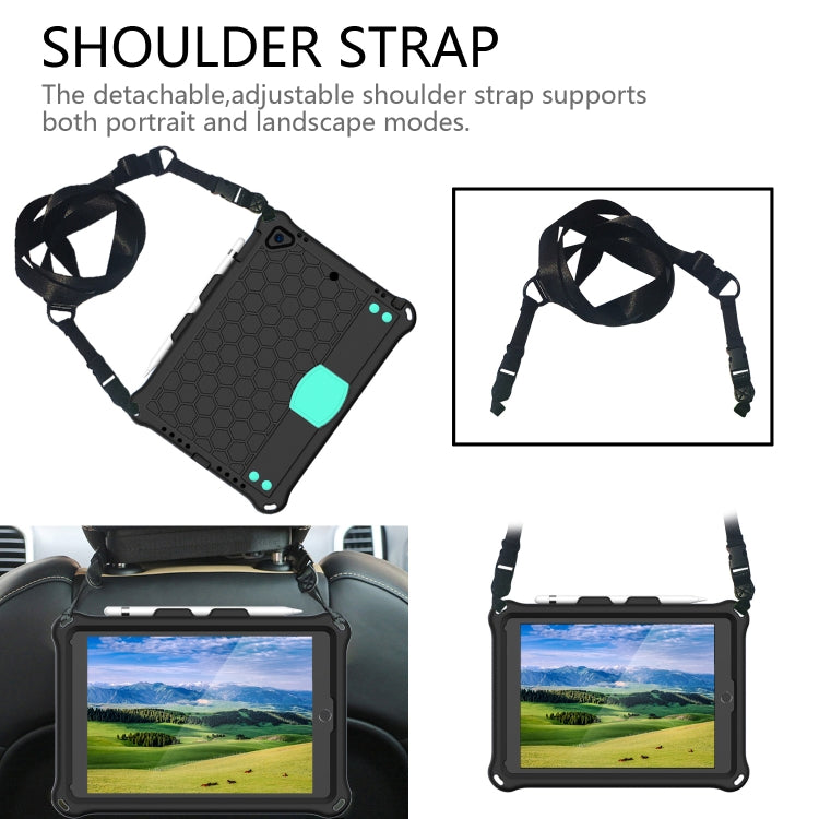 For iPad Air / Air 2 / Pro 9.7 / iPad 9.7 (2017) /  iPad 9.7 (2018) Honeycomb Design EVA + PC Four Corner Shockproof Protective Case with Straps (Mint Green) - iPad 9.7 (2018) & (2017) Cases by buy2fix | Online Shopping UK | buy2fix
