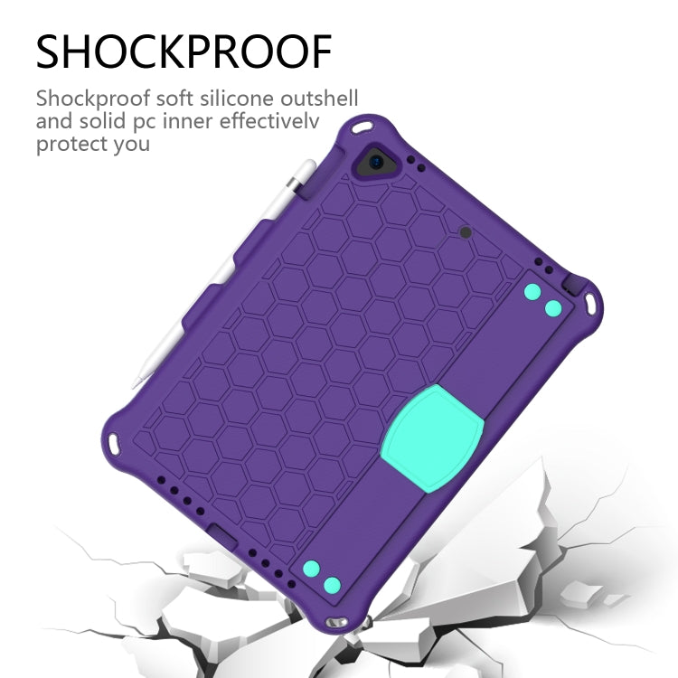 For iPad Air / Air 2 / Pro 9.7 / iPad 9.7 (2017) /  iPad 9.7 (2018) Honeycomb Design EVA + PC Four Corner Shockproof Protective Case with Straps (Purple + Mint Green) - iPad 9.7 (2018) & (2017) Cases by buy2fix | Online Shopping UK | buy2fix