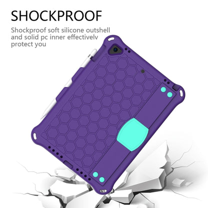 For iPad Air / Air 2 / Pro 9.7 / iPad 9.7 (2017) /  iPad 9.7 (2018) Honeycomb Design EVA + PC Four Corner Shockproof Protective Case with Straps (Purple + Mint Green) - iPad 9.7 (2018) & (2017) Cases by buy2fix | Online Shopping UK | buy2fix
