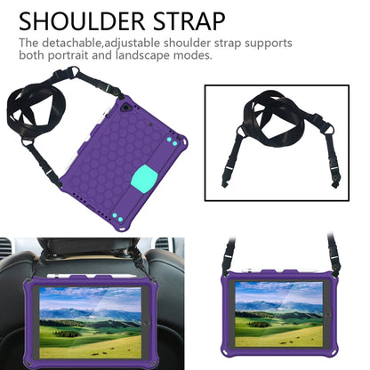 For iPad Air / Air 2 / Pro 9.7 / iPad 9.7 (2017) /  iPad 9.7 (2018) Honeycomb Design EVA + PC Four Corner Shockproof Protective Case with Straps (Purple + Mint Green) - iPad 9.7 (2018) & (2017) Cases by buy2fix | Online Shopping UK | buy2fix