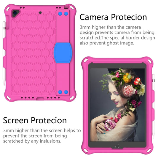 For iPad Air / Air 2 / Pro 9.7 / iPad 9.7 (2017) /  iPad 9.7 (2018) Honeycomb Design EVA + PC Four Corner Shockproof Protective Case with Straps (Rose Red) - iPad 9.7 (2018) & (2017) Cases by buy2fix | Online Shopping UK | buy2fix