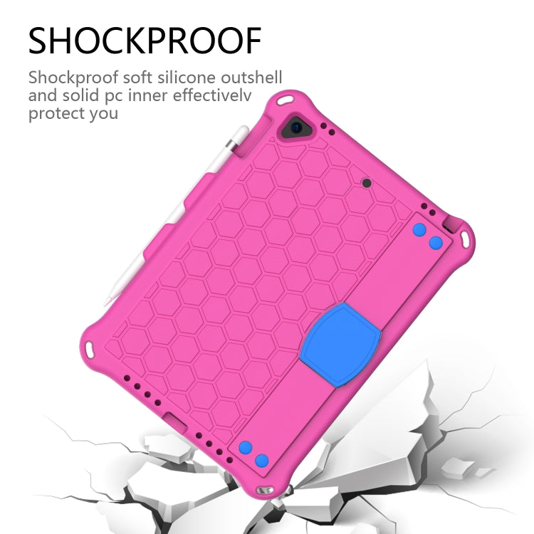 For iPad Air / Air 2 / Pro 9.7 / iPad 9.7 (2017) /  iPad 9.7 (2018) Honeycomb Design EVA + PC Four Corner Shockproof Protective Case with Straps (Rose Red) - iPad 9.7 (2018) & (2017) Cases by buy2fix | Online Shopping UK | buy2fix