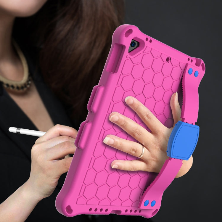 For iPad Air / Air 2 / Pro 9.7 / iPad 9.7 (2017) /  iPad 9.7 (2018) Honeycomb Design EVA + PC Four Corner Shockproof Protective Case with Straps (Rose Red) - iPad 9.7 (2018) & (2017) Cases by buy2fix | Online Shopping UK | buy2fix