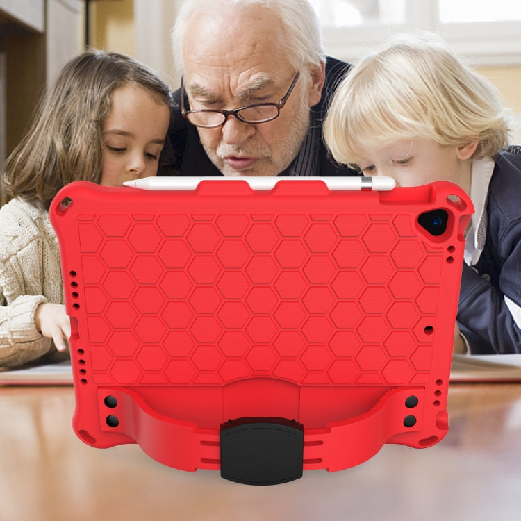 For iPad 10.2 Honeycomb Design EVA + PC Four Corner Shockproof Protective Case with Straps(Red+Black) - iPad 10.2 Cases by buy2fix | Online Shopping UK | buy2fix