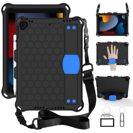 For iPad 10.2 Honeycomb Design EVA + PC Four Corner Shockproof Protective Case with Straps (Black Blue) - iPad 10.2 Cases by buy2fix | Online Shopping UK | buy2fix