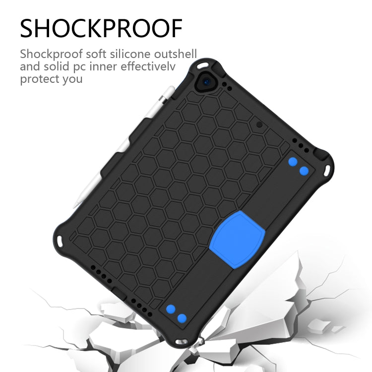 For iPad 10.2 Honeycomb Design EVA + PC Four Corner Shockproof Protective Case with Straps (Black Blue) - iPad 10.2 Cases by buy2fix | Online Shopping UK | buy2fix