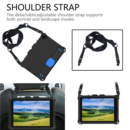 For iPad 10.2 Honeycomb Design EVA + PC Four Corner Shockproof Protective Case with Straps (Black Blue) - iPad 10.2 Cases by buy2fix | Online Shopping UK | buy2fix