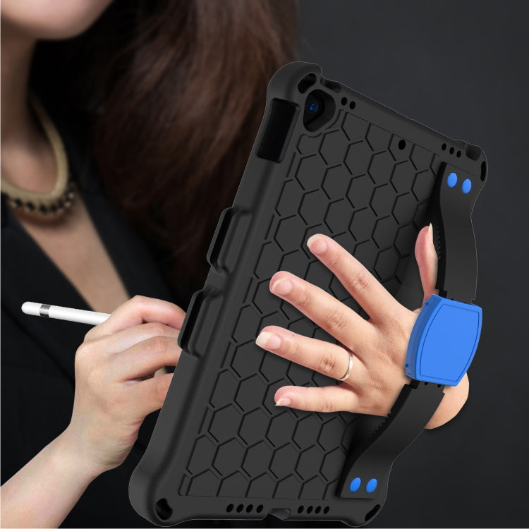 For iPad 10.2 Honeycomb Design EVA + PC Four Corner Shockproof Protective Case with Straps (Black Blue) - iPad 10.2 Cases by buy2fix | Online Shopping UK | buy2fix