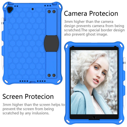 For iPad 10.2 Honeycomb Design EVA + PC Four Corner Shockproof Protective Case with Straps(Blue+Black) - iPad 10.2 Cases by buy2fix | Online Shopping UK | buy2fix
