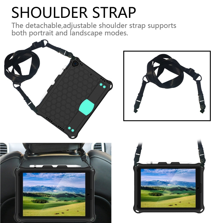 For iPad 10.2 Honeycomb Design EVA + PC Four Corner Shockproof Protective Case with Straps (Mint Green) - iPad 10.2 Cases by buy2fix | Online Shopping UK | buy2fix