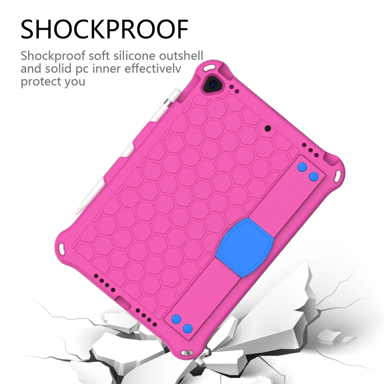 For iPad 10.2 Honeycomb Design EVA + PC Four Corner Shockproof Protective Case with Straps (Rose Red) - iPad 10.2 Cases by buy2fix | Online Shopping UK | buy2fix