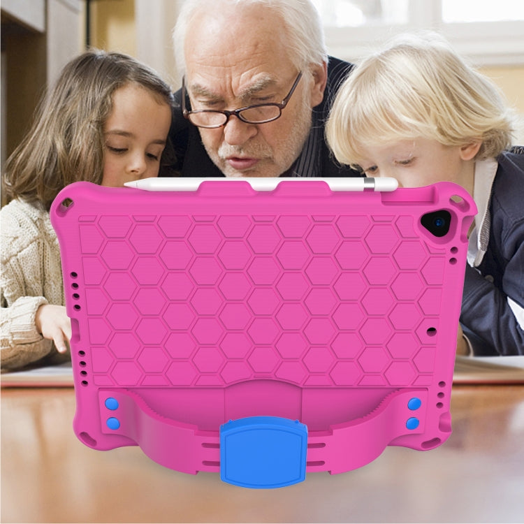 For iPad 10.2 Honeycomb Design EVA + PC Four Corner Shockproof Protective Case with Straps (Rose Red) - iPad 10.2 Cases by buy2fix | Online Shopping UK | buy2fix