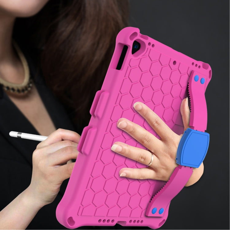 For iPad 10.2 Honeycomb Design EVA + PC Four Corner Shockproof Protective Case with Straps (Rose Red) - iPad 10.2 Cases by buy2fix | Online Shopping UK | buy2fix