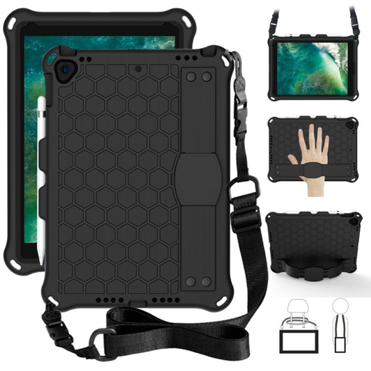For    iPad Pro 10.5 Honeycomb Design EVA + PC Four Corner Anti Falling Flat Protective Shell With Straps(Black+Black) - iPad Pro 10.5 inch Cases by buy2fix | Online Shopping UK | buy2fix