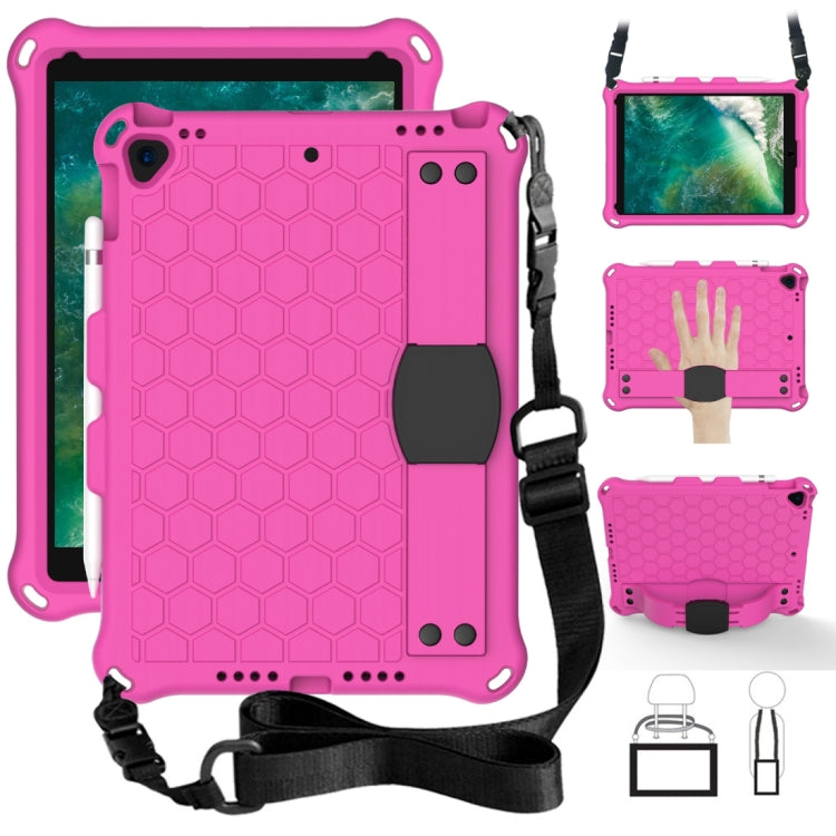 For    iPad Pro 10.5 Honeycomb Design EVA + PC Four Corner Anti Falling Flat Protective Shell With Straps(RoseRed+Black) - iPad Pro 10.5 inch Cases by buy2fix | Online Shopping UK | buy2fix