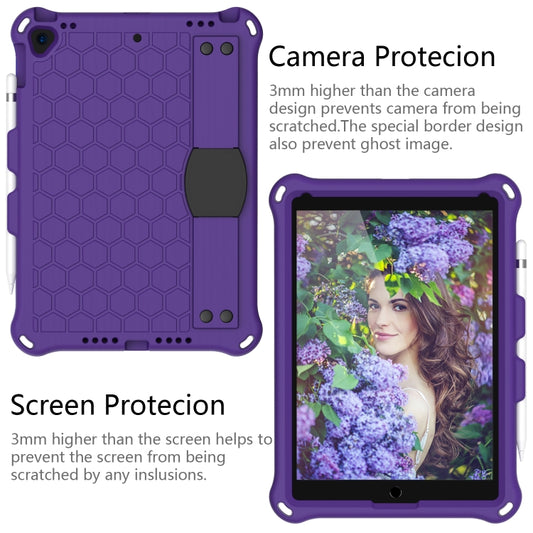 For    iPad Pro 10.5 Honeycomb Design EVA + PC Four Corner Anti Falling Flat Protective Shell With Straps(Purple+Black) - iPad Pro 10.5 inch Cases by buy2fix | Online Shopping UK | buy2fix