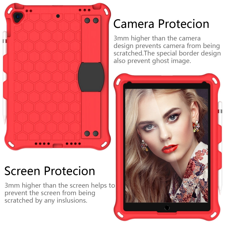 For iPad  Air 2019 10.5 Honeycomb Design EVA + PC Four Corner Anti Falling Flat Protective Shell With Straps(Red+Black) - iPad Air (2019) Cases by buy2fix | Online Shopping UK | buy2fix