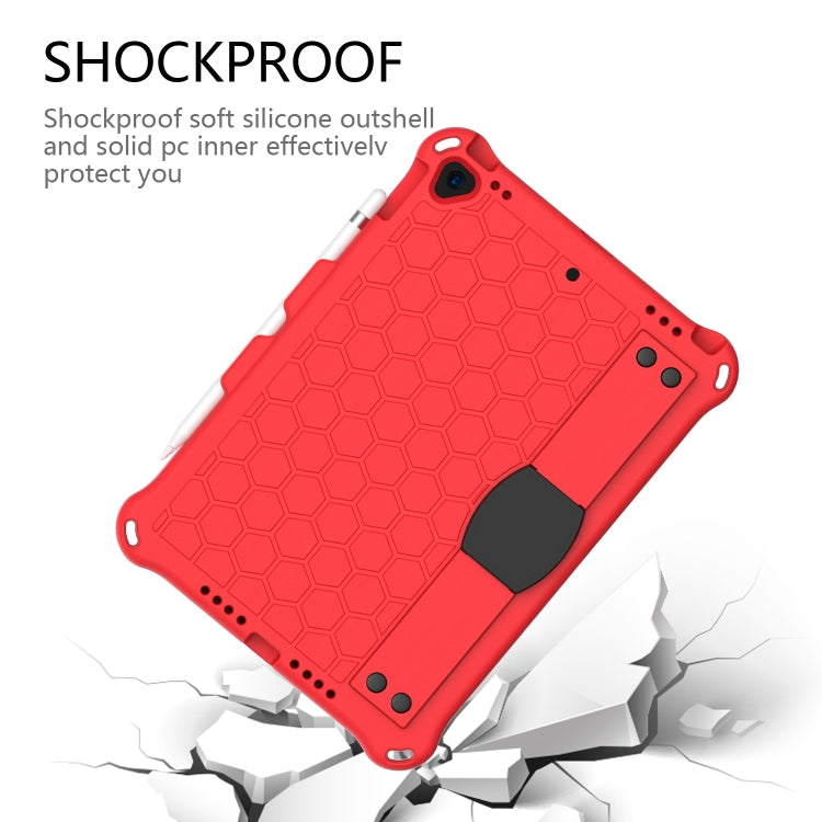 For iPad  Air 2019 10.5 Honeycomb Design EVA + PC Four Corner Anti Falling Flat Protective Shell With Straps(Red+Black) - iPad Air (2019) Cases by buy2fix | Online Shopping UK | buy2fix