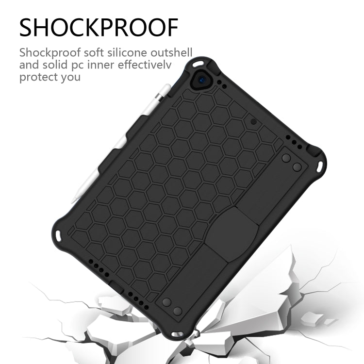 For iPad  Air 2019 10.5 Honeycomb Design EVA + PC Four Corner Anti Falling Flat Protective Shell With Straps(Black+Black) - iPad Air (2019) Cases by buy2fix | Online Shopping UK | buy2fix