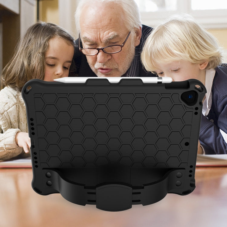For iPad  Air 2019 10.5 Honeycomb Design EVA + PC Four Corner Anti Falling Flat Protective Shell With Straps(Black+Black) - iPad Air (2019) Cases by buy2fix | Online Shopping UK | buy2fix
