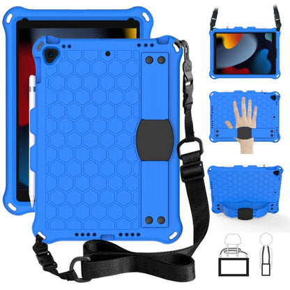 For iPad  Air 2019 10.5 Honeycomb Design EVA + PC Four Corner Anti Falling Flat Protective Shell With Straps(Blue+Black) - iPad Air (2019) Cases by buy2fix | Online Shopping UK | buy2fix