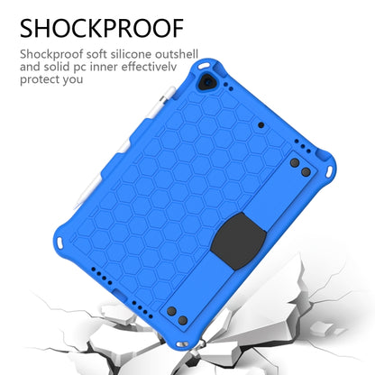 For iPad  Air 2019 10.5 Honeycomb Design EVA + PC Four Corner Anti Falling Flat Protective Shell With Straps(Blue+Black) - iPad Air (2019) Cases by buy2fix | Online Shopping UK | buy2fix