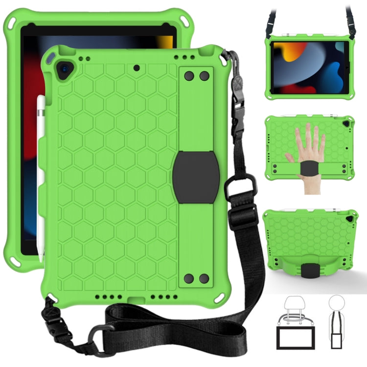 For iPad  Air 2019 10.5 Honeycomb Design EVA + PC Four Corner Anti Falling Flat Protective Shell With Straps(Green+Black) - iPad Air (2019) Cases by buy2fix | Online Shopping UK | buy2fix