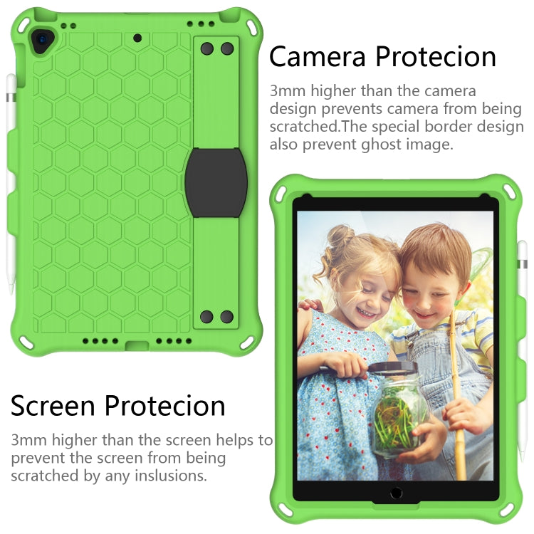 For iPad  Air 2019 10.5 Honeycomb Design EVA + PC Four Corner Anti Falling Flat Protective Shell With Straps(Green+Black) - iPad Air (2019) Cases by buy2fix | Online Shopping UK | buy2fix