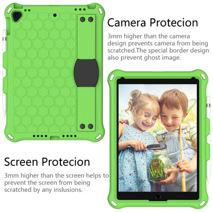 For iPad  Air 2019 10.5 Honeycomb Design EVA + PC Four Corner Anti Falling Flat Protective Shell With Straps(Green+Black) - iPad Air (2019) Cases by buy2fix | Online Shopping UK | buy2fix