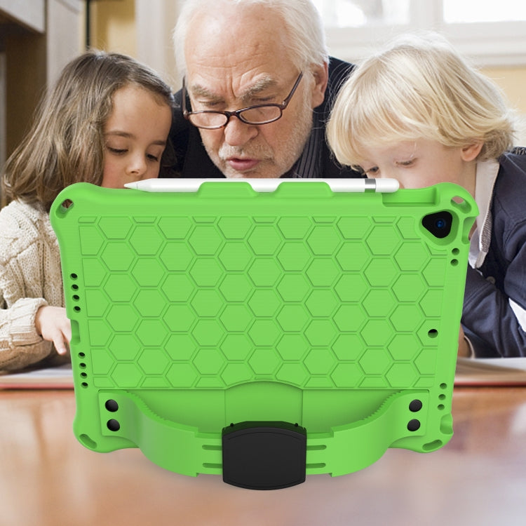 For iPad  Air 2019 10.5 Honeycomb Design EVA + PC Four Corner Anti Falling Flat Protective Shell With Straps(Green+Black) - iPad Air (2019) Cases by buy2fix | Online Shopping UK | buy2fix