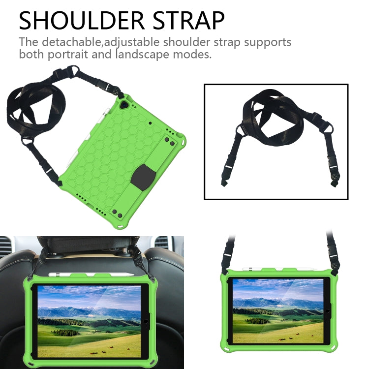 For iPad  Air 2019 10.5 Honeycomb Design EVA + PC Four Corner Anti Falling Flat Protective Shell With Straps(Green+Black) - iPad Air (2019) Cases by buy2fix | Online Shopping UK | buy2fix