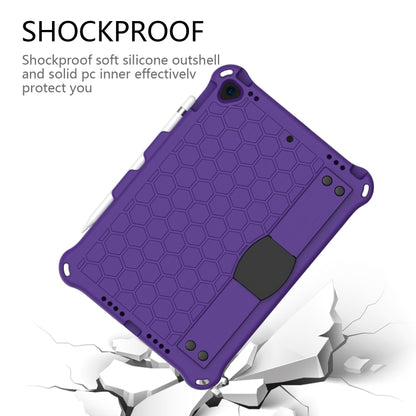 For iPad  Air 2019 10.5 Honeycomb Design EVA + PC Four Corner Anti Falling Flat Protective Shell With Straps(Purple+Black) - iPad Air (2019) Cases by buy2fix | Online Shopping UK | buy2fix
