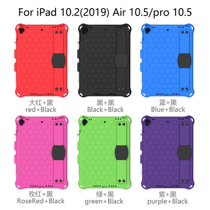 For iPad  Air 2019 10.5 Honeycomb Design EVA + PC Four Corner Anti Falling Flat Protective Shell With Straps(Purple+Black) - iPad Air (2019) Cases by buy2fix | Online Shopping UK | buy2fix