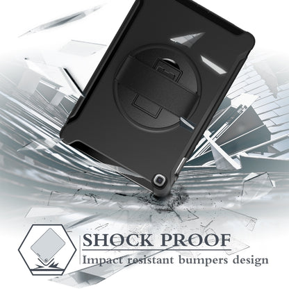 For iPad 10.5 / Air 10.5 360 Degree Rotation PC + Silicone Protective Case with Holder & Hand-strap(Dark Blue) - iPad 10.2 Cases by buy2fix | Online Shopping UK | buy2fix
