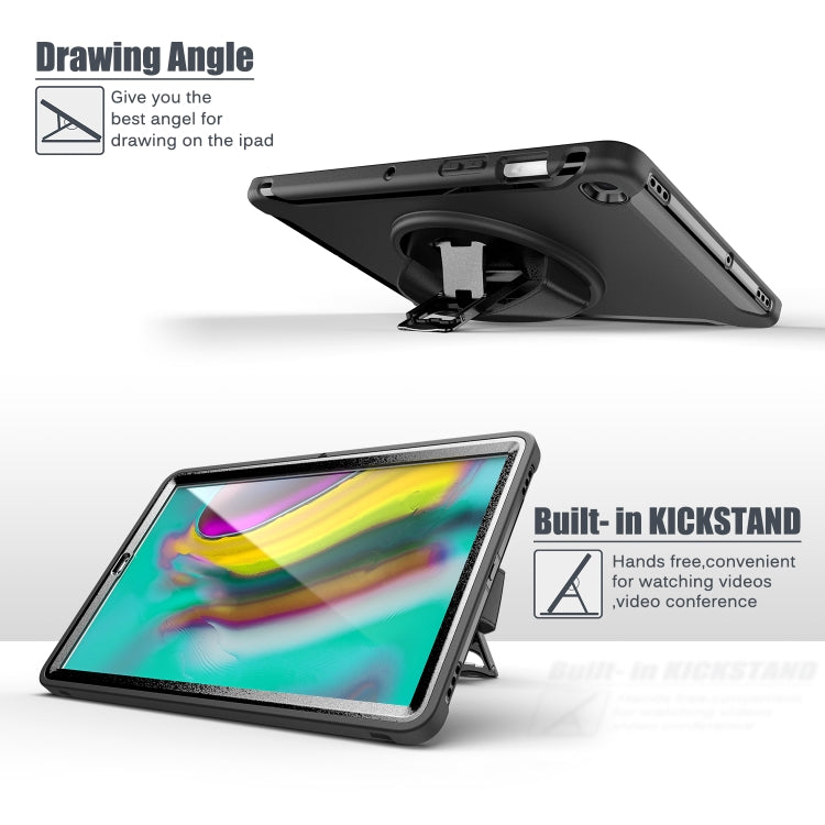 For iPad 10.5 / Air 10.5 360 Degree Rotation PC + Silicone Protective Case with Holder & Hand-strap(Dark Blue) - iPad 10.2 Cases by buy2fix | Online Shopping UK | buy2fix