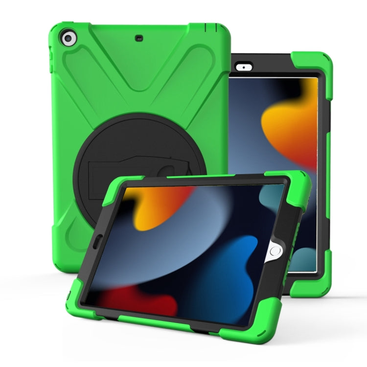 For iPad 10.2 2021 / 2020 / 2019 360 Degree Rotation PC + Silicone Protective Case with Holder & Hand-strap(Light Green) - iPad 10.2 Cases by buy2fix | Online Shopping UK | buy2fix