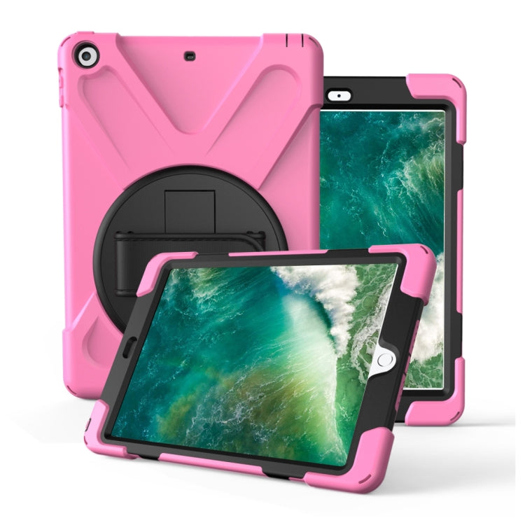 For iPad Pro10.5 / Air 10.5 2019 360 Degree Rotation PC + Silicone Protective Case with Holder & Hand-strap(Pink) - iPad Air (2019) Cases by buy2fix | Online Shopping UK | buy2fix