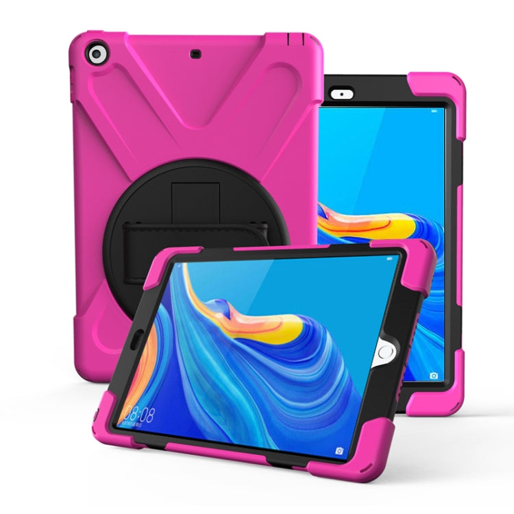 For Huawei MediaPad M6 10.8  360 Degree Rotation PC + Silicone Protective Case with Holder & Hand-strap(Rose Red) - Huawei by buy2fix | Online Shopping UK | buy2fix
